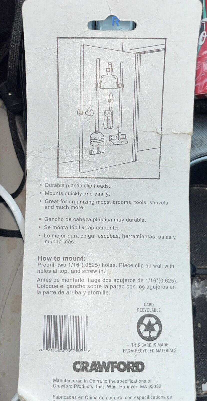 Crawford Broom Clips #SS28 Package of 2 Grey Rollers Screws included NEW