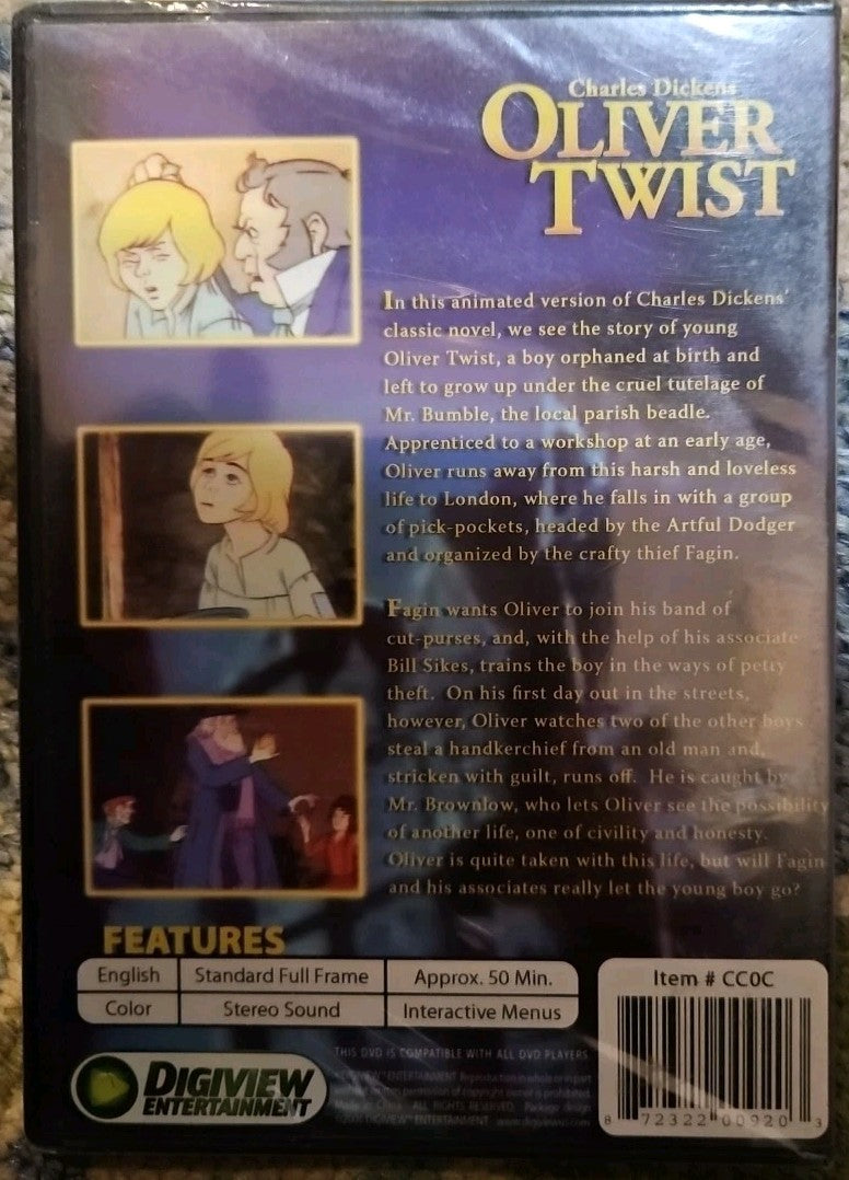Animated Classics Collection Charles Dickens Oliver Twist (DVD) Fullscreen