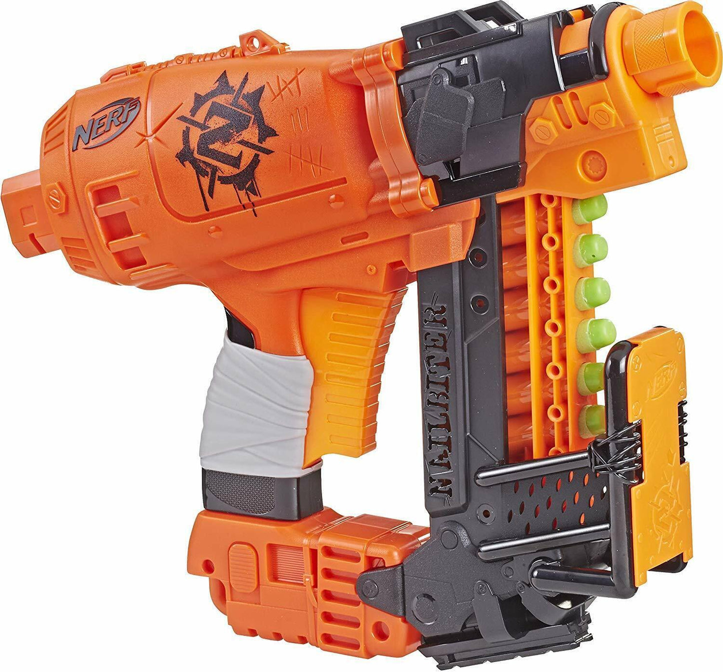 Nerf Zombie Strike Nail biter W/ Muzzle Suppressor and Folding Stock W/10 Darts