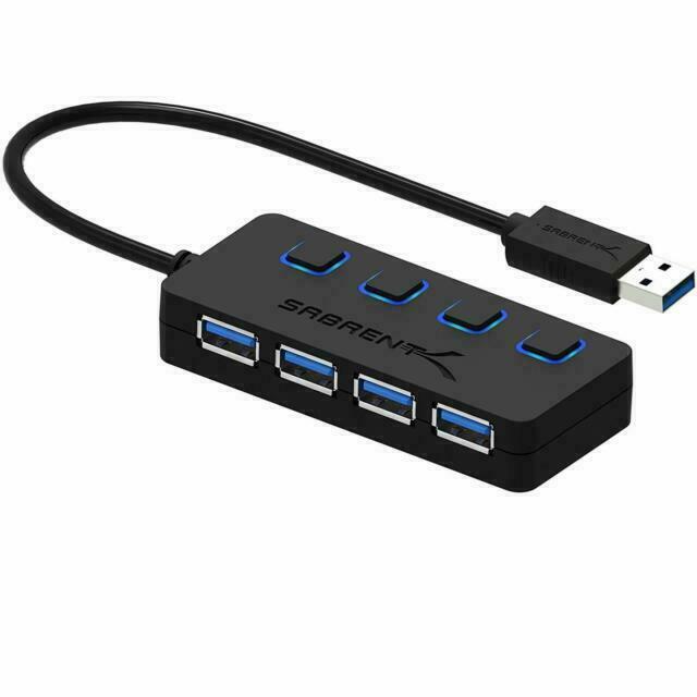 Sabrent HB-UM43 4 Port USB 3.0 Hub with Power Switches - Black