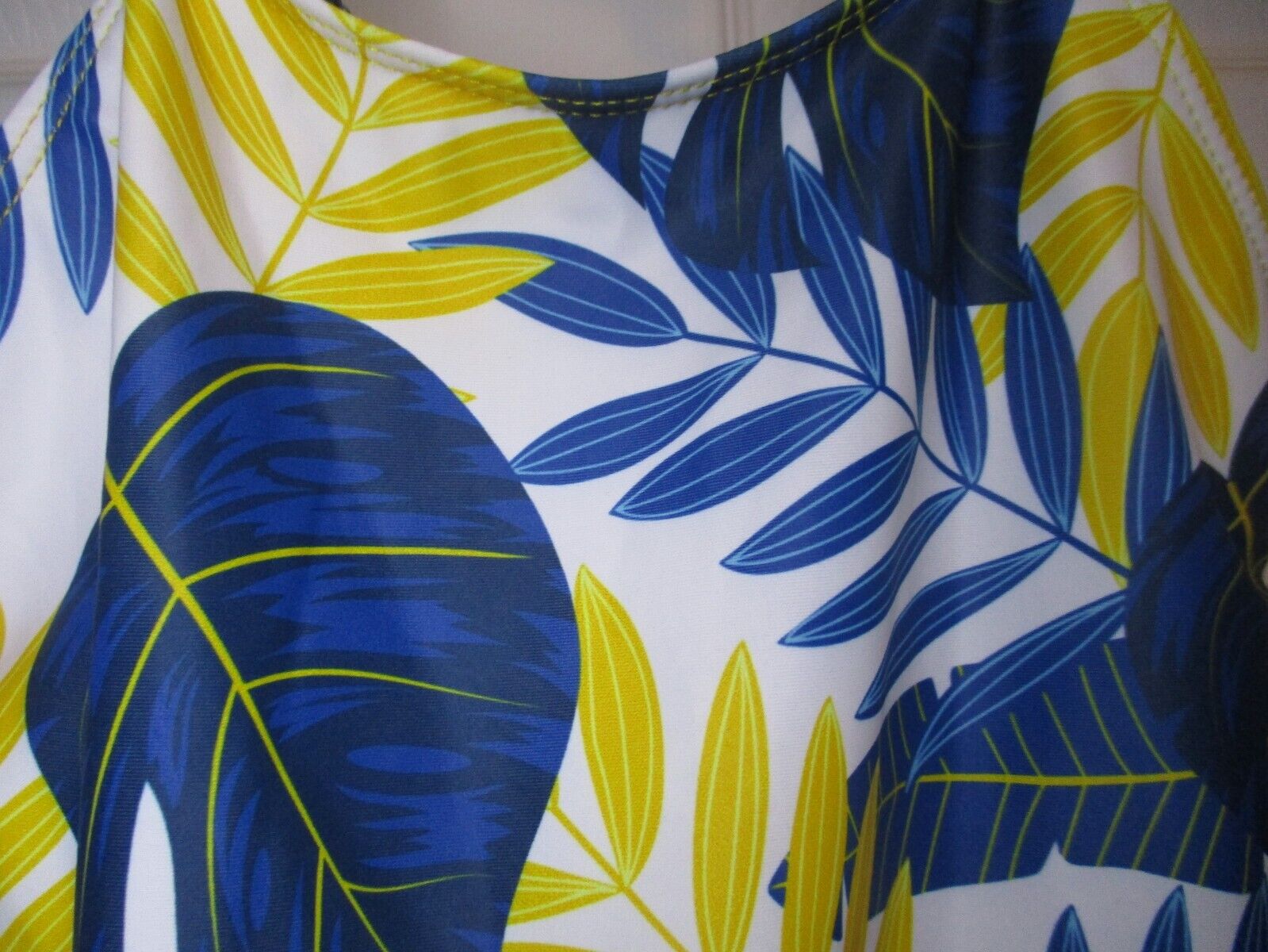 Girls Yellow Blue White One Piece Swimsuit Ruffles Size 7