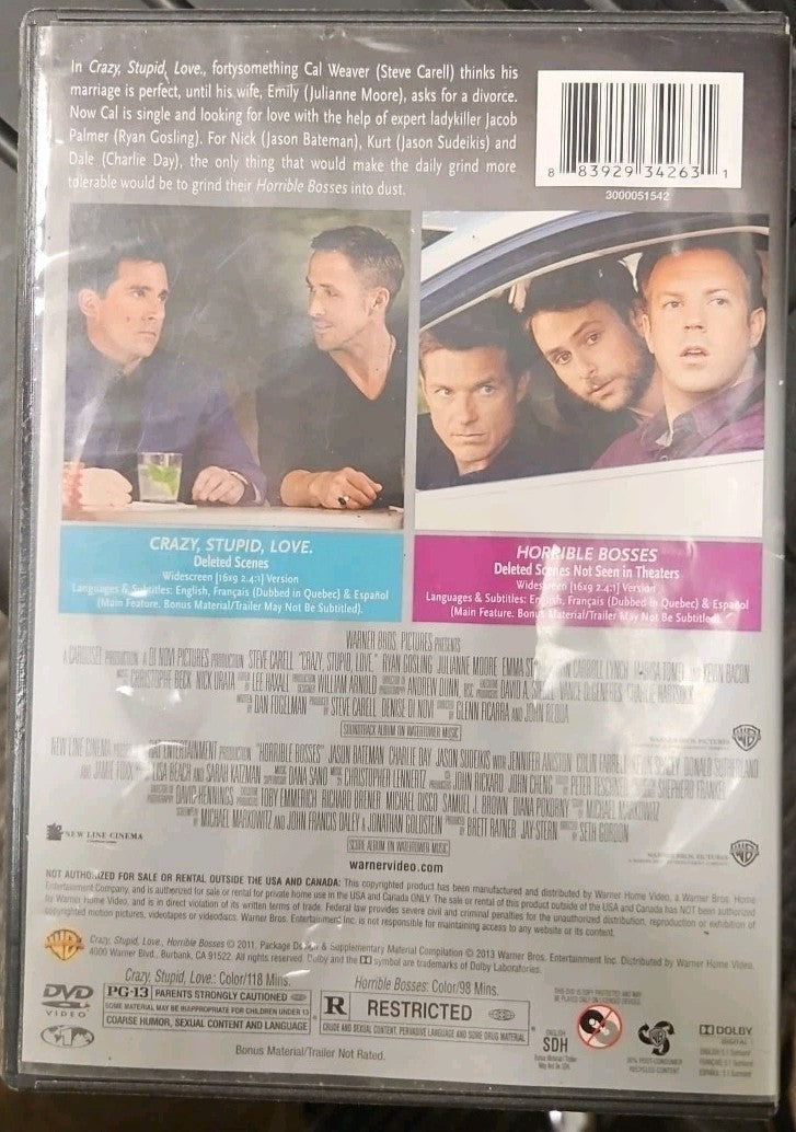 Crazy, Stupid, Love. / Horrible Bosses (DVD) New Sealed