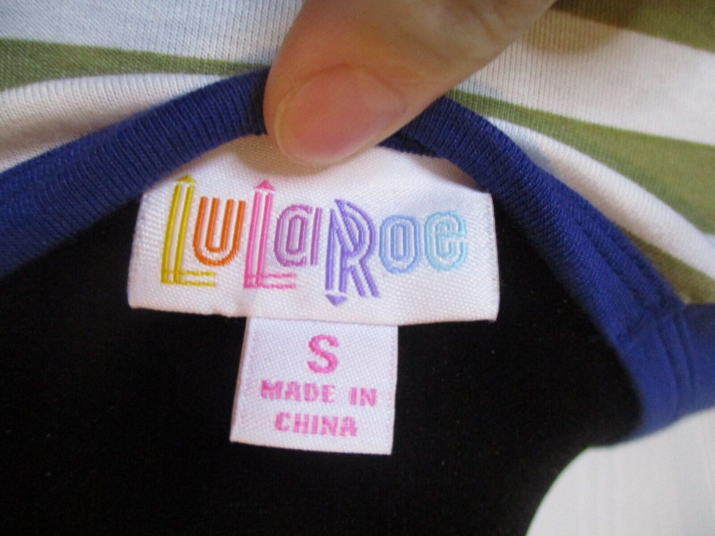 LuLaRoe Small Randy Royal Blue White Tan Stripe NWOT