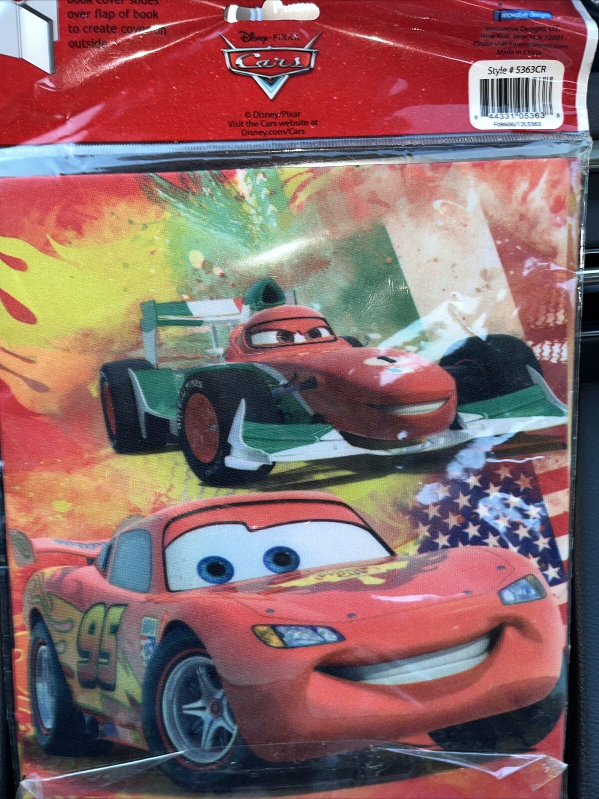 Disney Pixar Cars Stretchable Fabric Book Cover Fits larger than 10" x 8" - NEW