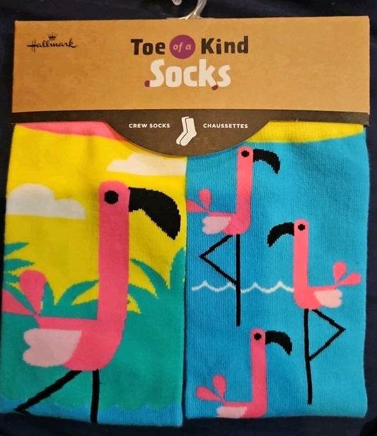 NEW Hallmark Toe of a Kind Socks Pink Flamingos