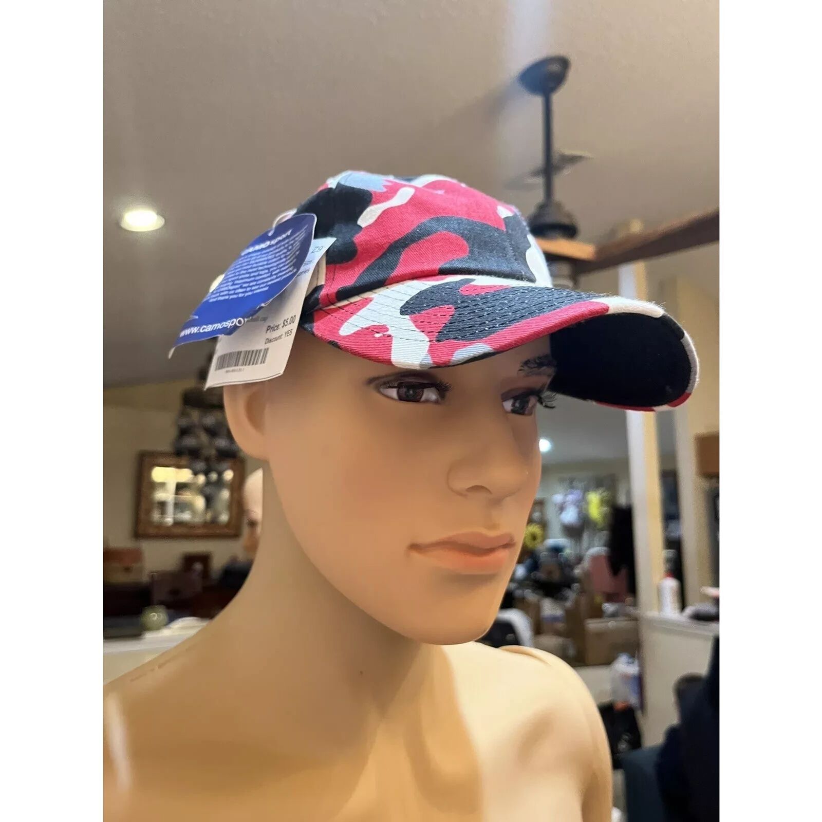 Baseball Cap - Adjustable - Red/White/Gray/Black Patterned - Brand New