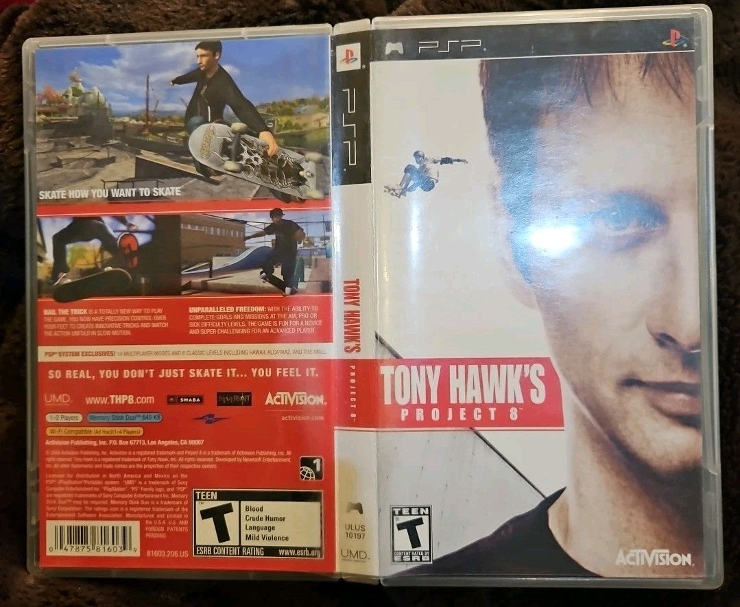 Tony Hawks Project 8 (PSP UMD) No Game. Case. Box Art. Manual.