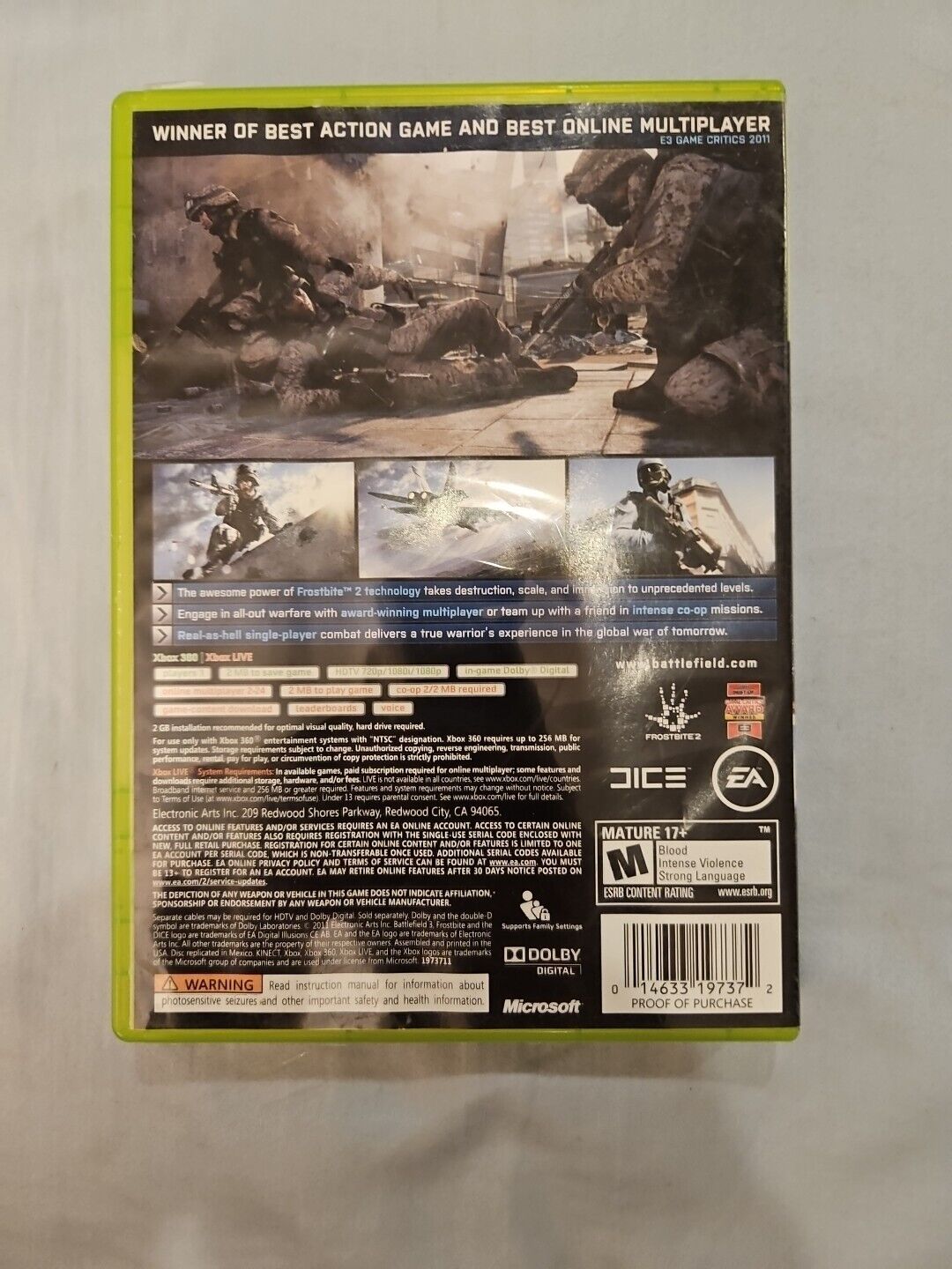 Battlefield 3 (Microsoft Xbox 360, 2011)CIB