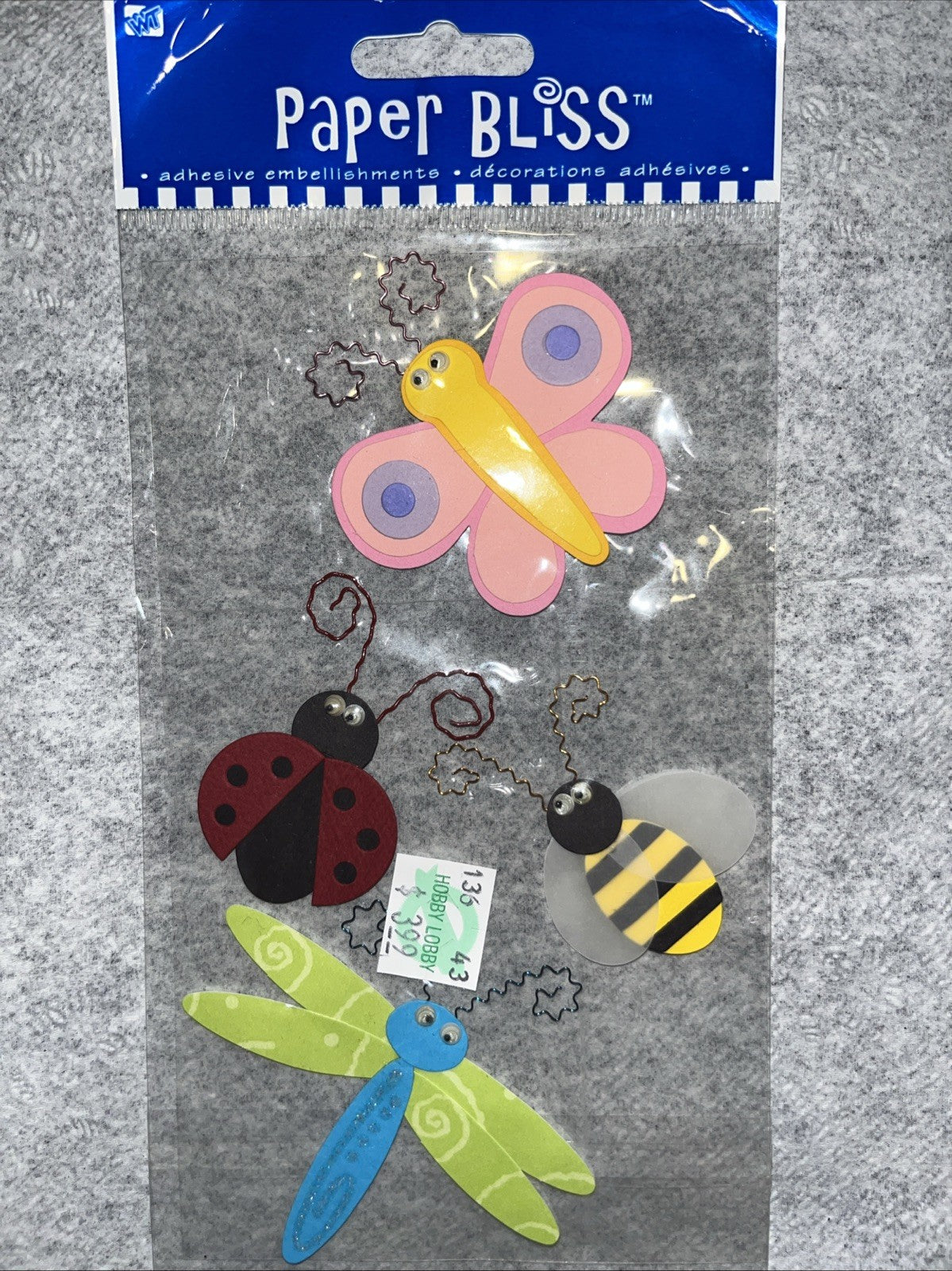 Vintage Paper Bliss FUN BUGS Garden Theme 3-D stickers 92319