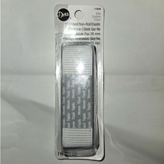 Dritz 1" x 1 Yard Ribbed Non-Roll Elastic - Brand New - White