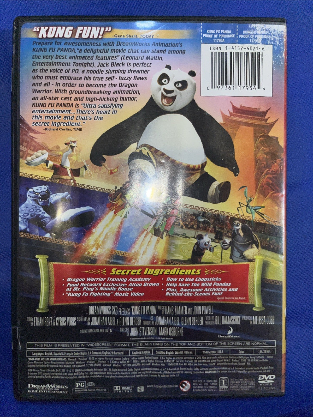 Kung Fu Panda (DVD, 2008) Minor Art Wear. Tested. New Case. Resealed