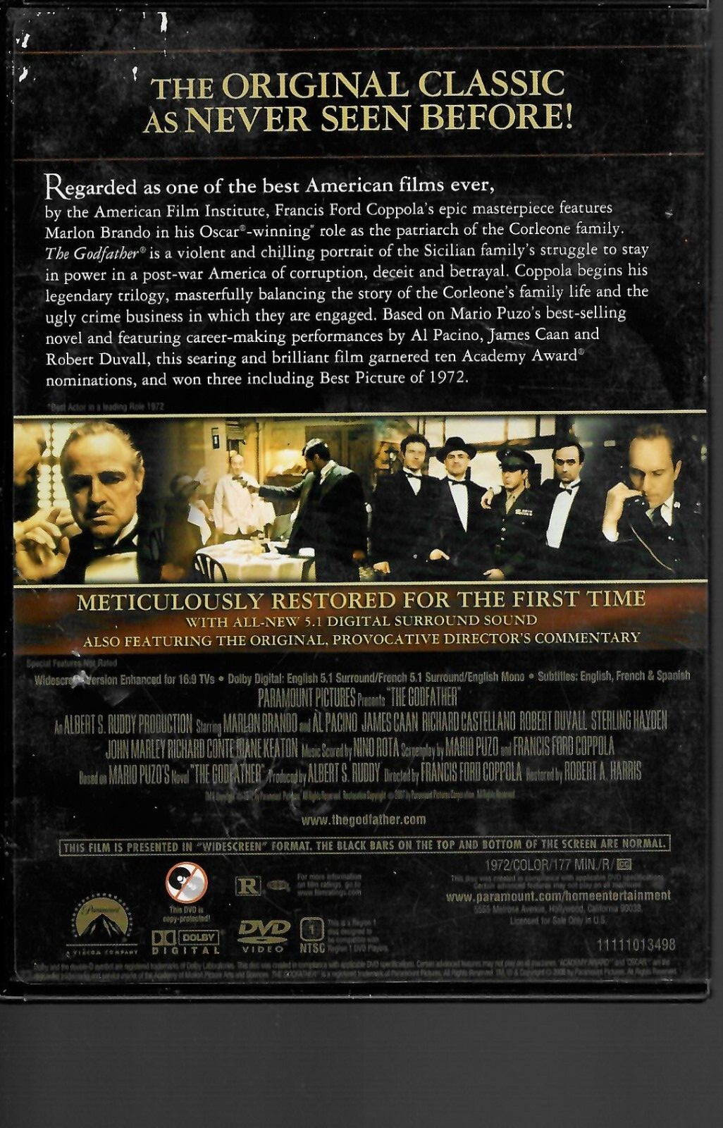 The Godfather (DVD, 2008, The Coppola Restoration)
