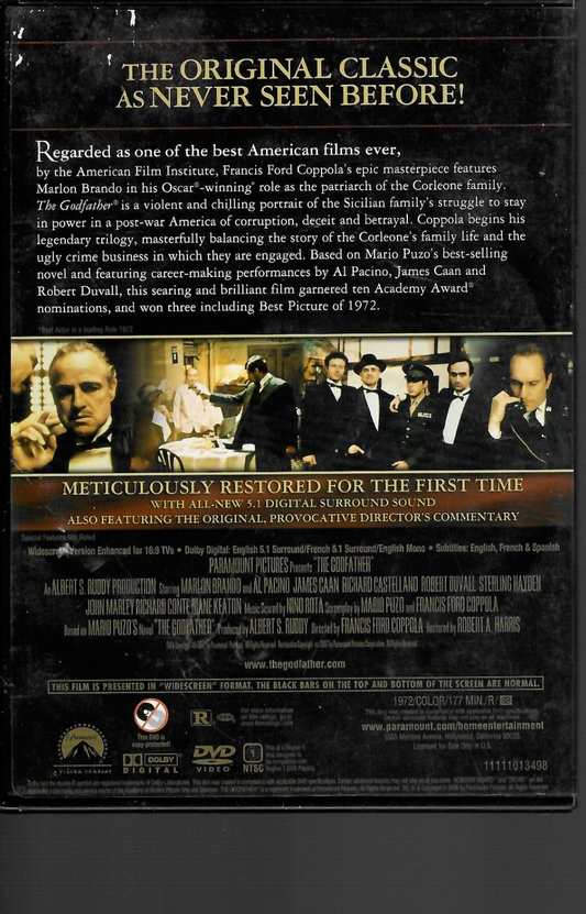 The Godfather (DVD, 2008, The Coppola Restoration)