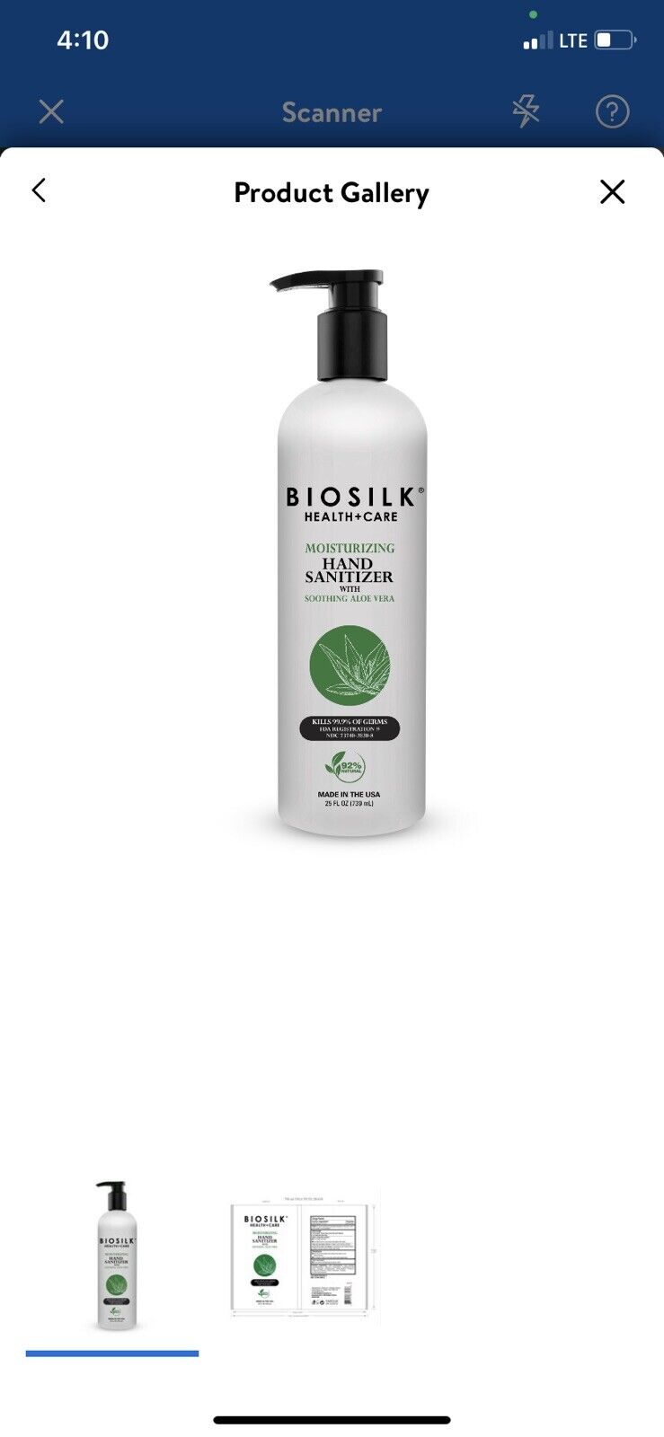 BioSilk Moisturizing Hand Sanitizer With Aloe Vera 25oz  - Combined Shipping
