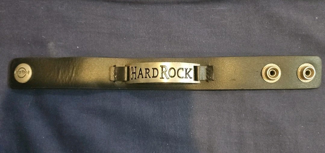 Hard Rock Leather Wrist Band With Adjustable Snaps