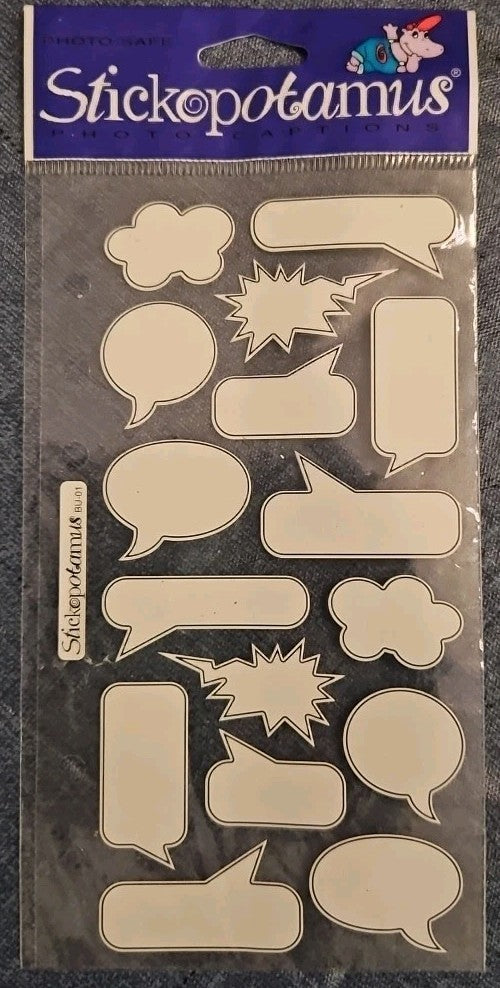 Sticko COMIC BOOK CAPTIONS Flat Stickers 16 Pcs White Speech Bubbles