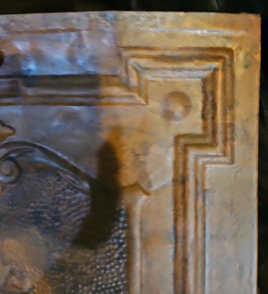 Bronze Colored Stamped Steel Fireplace Antique Cover