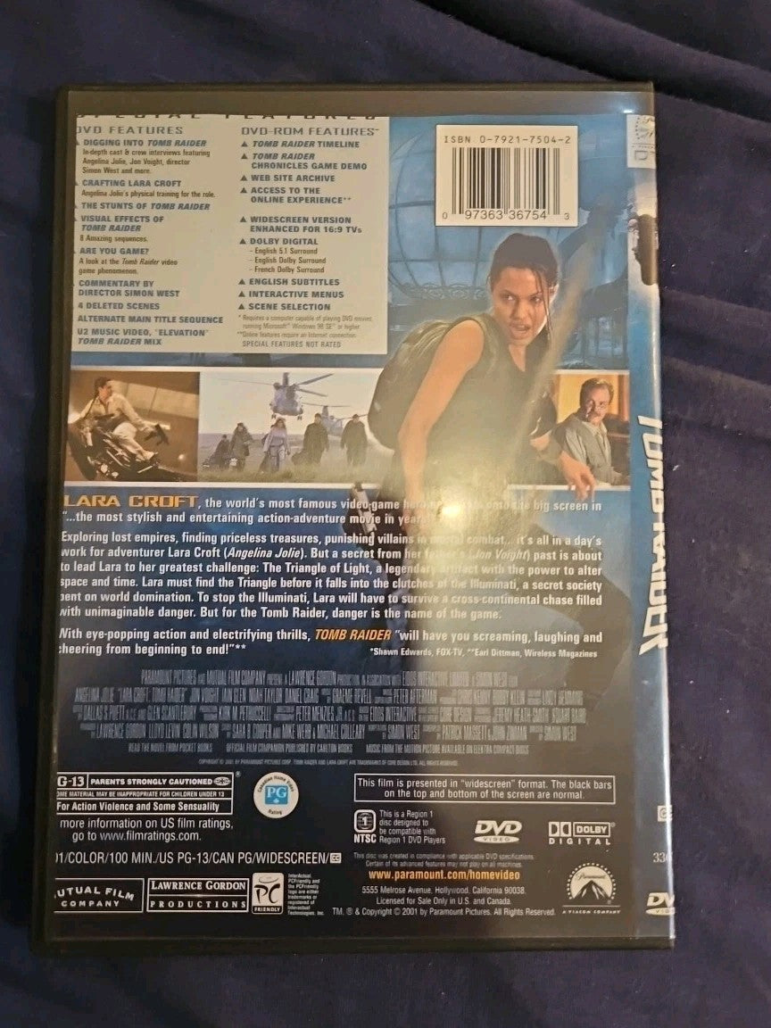 Tomb Raider (DVD) Slim Case. Cropped Sleeve