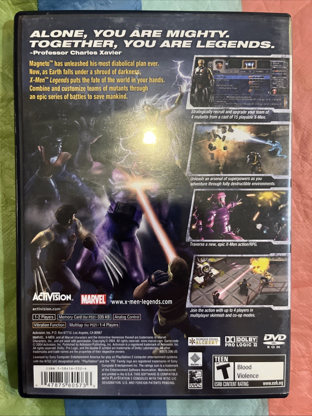 X-Men Legends (PS2)  CIB. Manual. Tested. Original Case