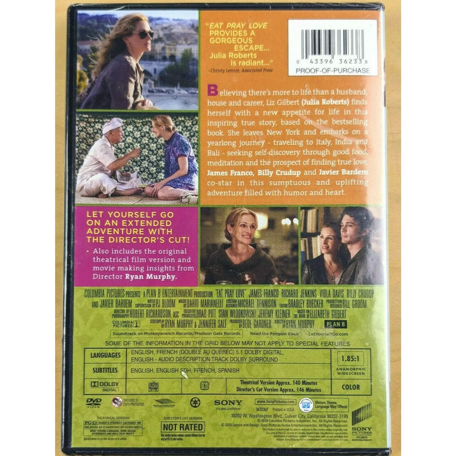 Eat Pray Love (DVD) Julia Roberts, Javier Bardem - Factory Sealed