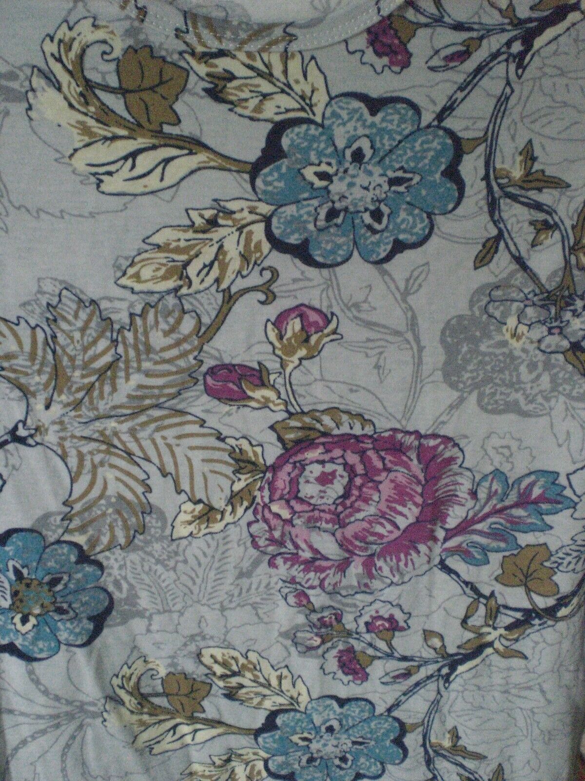 LuLaRoe Lynnae Shirt Top Blouse NWT Gray with Pink Blue Beige Floral SMALL