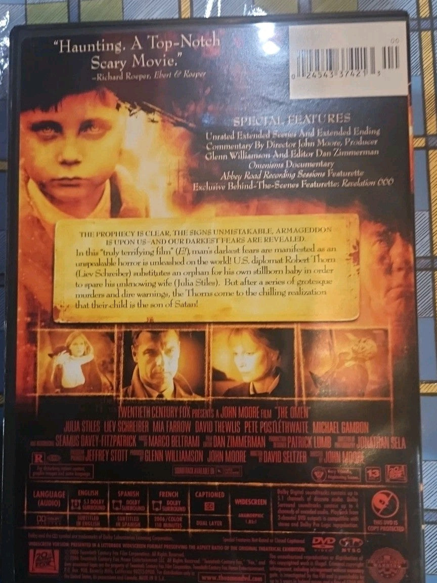 The Omen (DVD, 2006) Tested slim case cropped artwork.