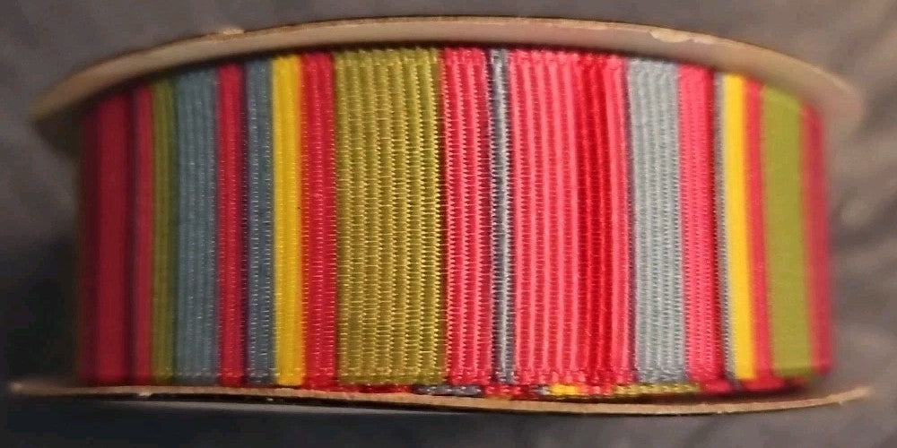 Merchant 41 Printed Ribbon Blue/ Multi 303750 7/8" X 5Yd 100% Polyester