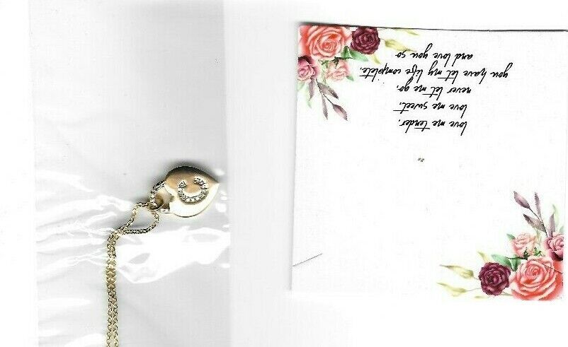 Heart Shaped Letter "C" Pendant / Charm Necklace w/ Mini Greeting Card & Box