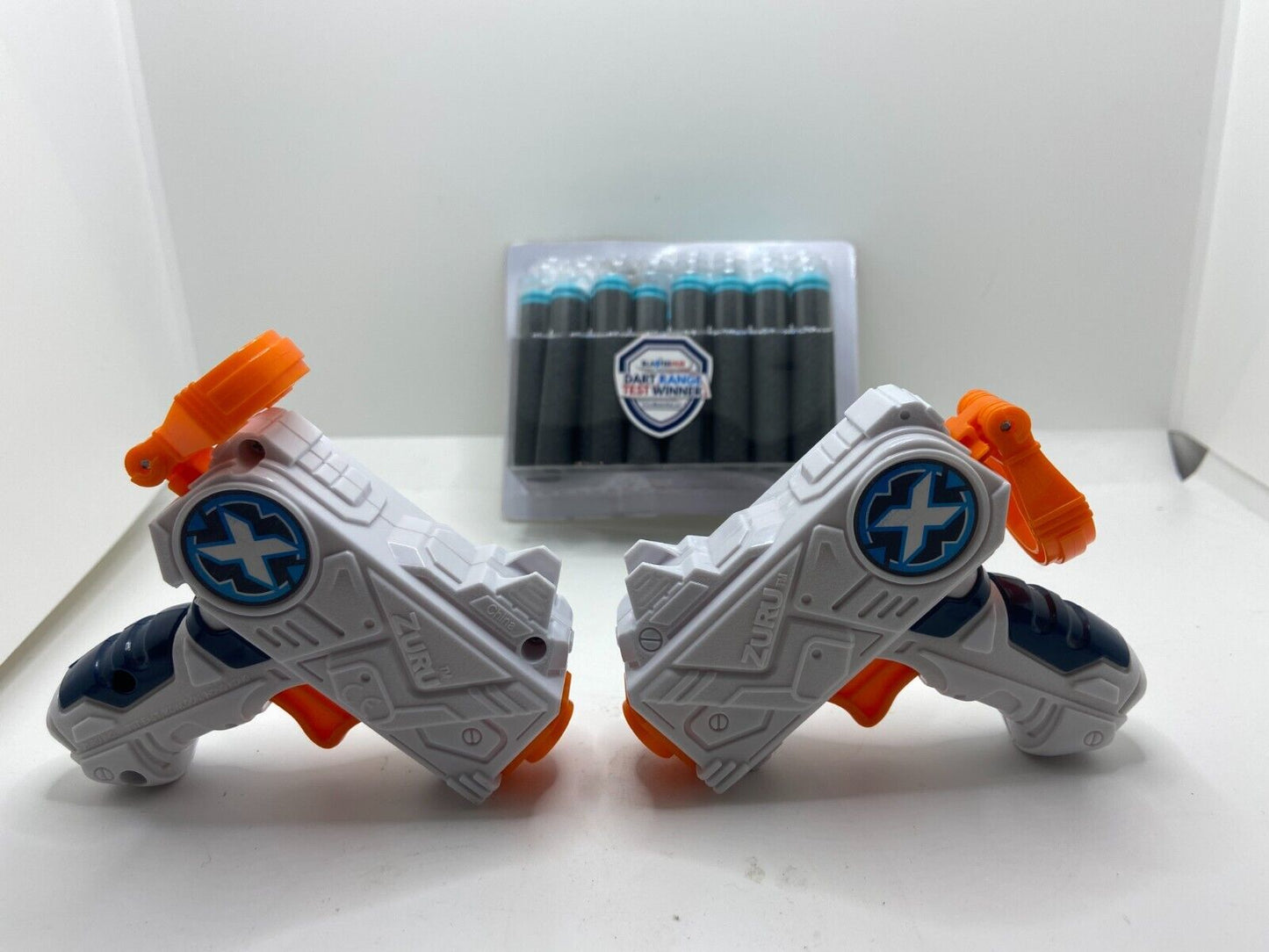 Pair of Zuru Single Shot Pistols with 20 Blaster Hub Nerf Darts