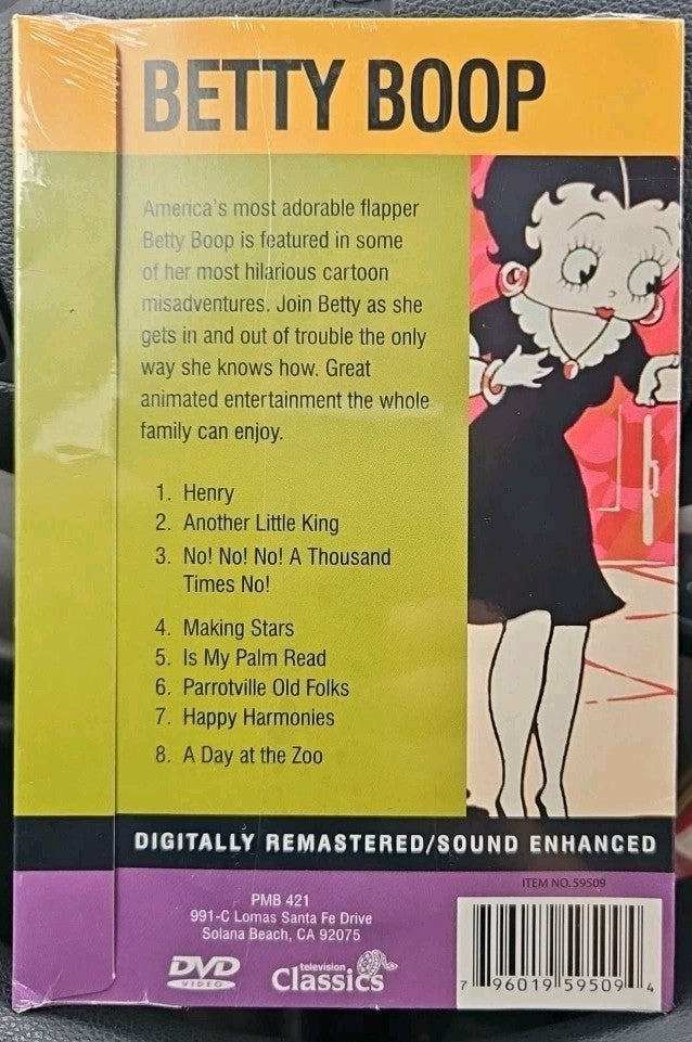 Betty Boop 8 Full Kength Episodes (DVD) Sealed