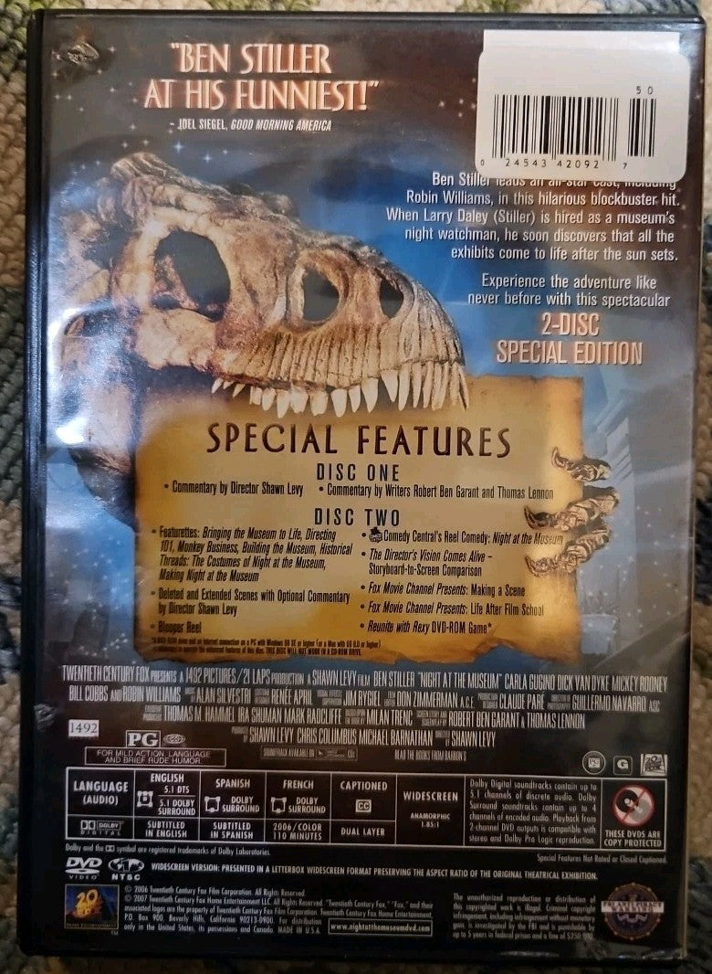 Night at the Museum + Battle of Smithsonian 2-Pack (DVD) New Sealed