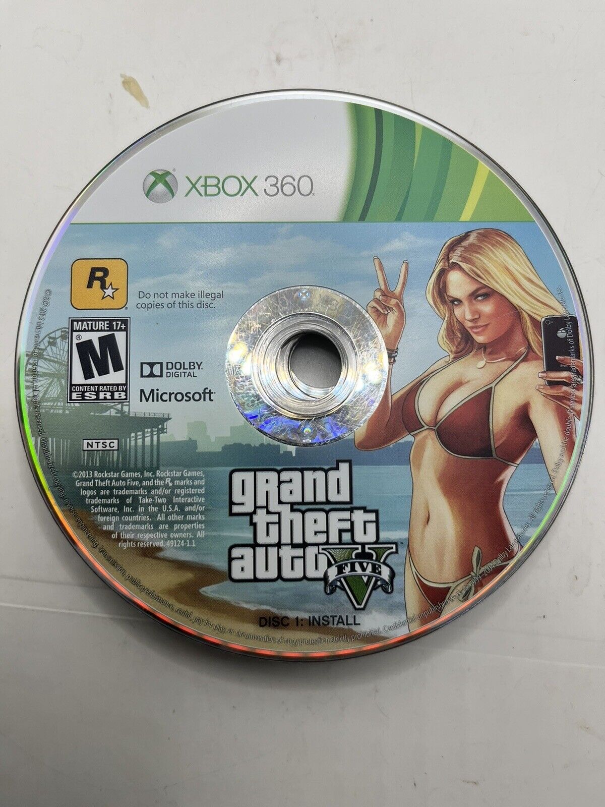 Grand Theft Auto V (Microsoft Xbox 360, 2013) Install Disc Only