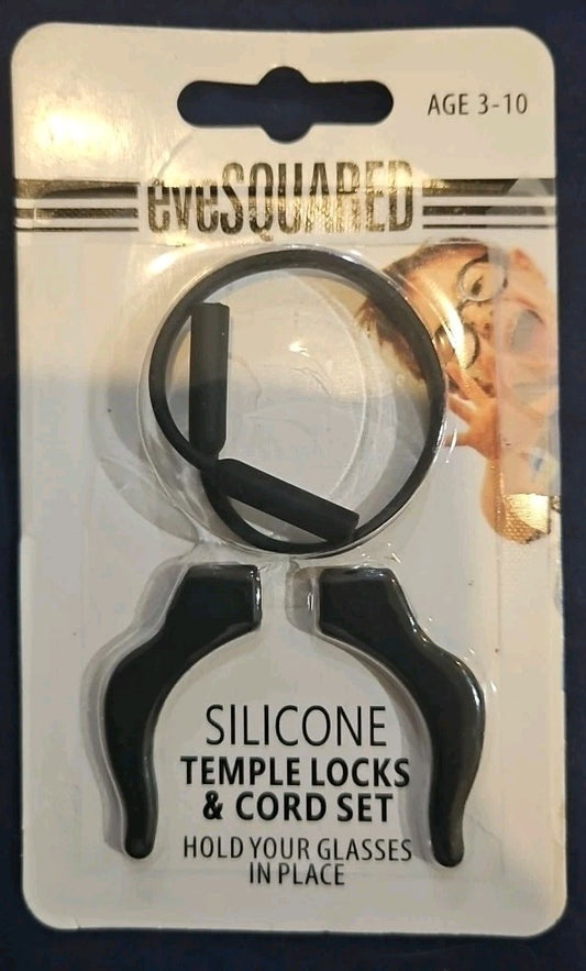 eye SQUARED Silicone Templeocks & Cord Set.  Holds Glasses In Place
