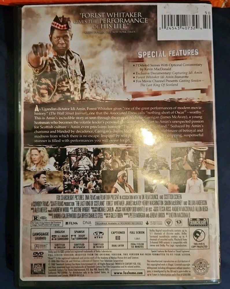 The Last King of Scotland (DVD, 2007, Full Frame)