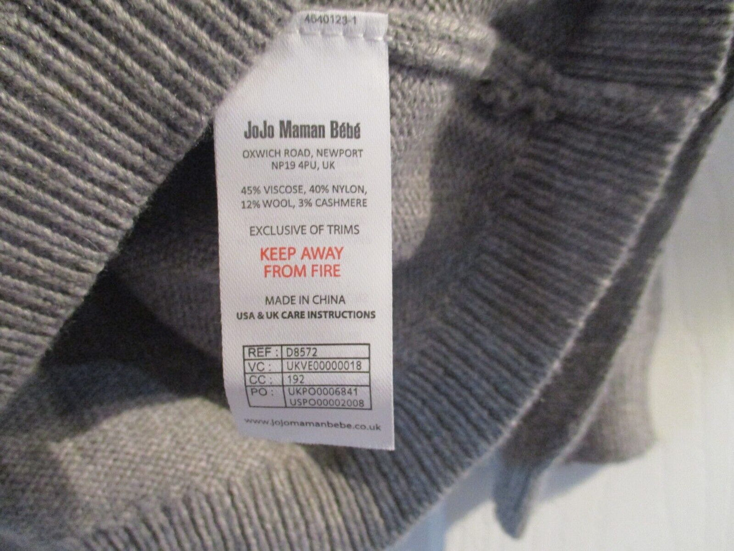 Jojo Maman Bebe Kids Marl Gray Fox Fair Isle Sweater 3-4 Years