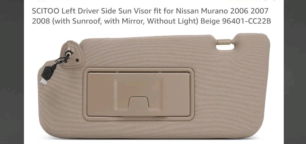 For Nissan Murano 2006-2008 Gray Left Driver Side Sun Visor w/ Lights 96401CC22B