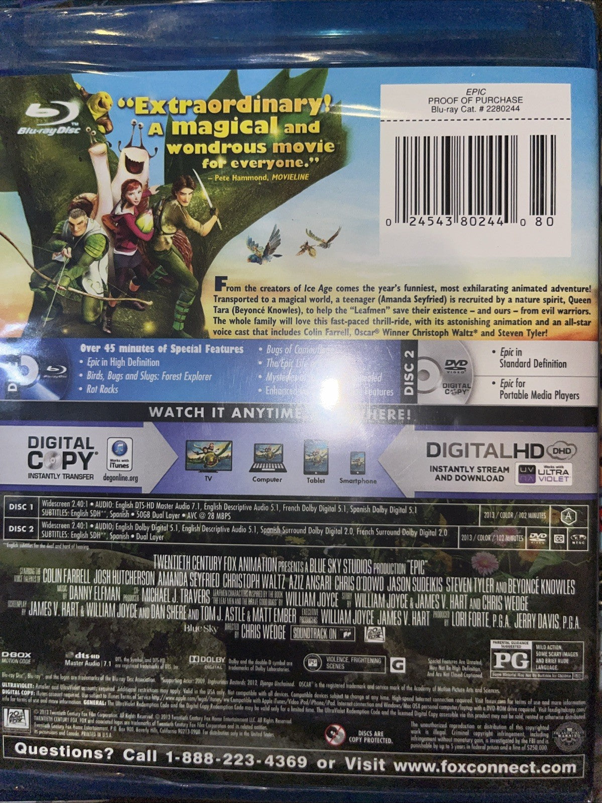 Epic (Blu-ray, 2013) Sealed. No Digital Download