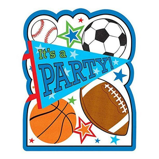 Sports Party Postcard Invitations With Envelopes - 8 Pack (491292)