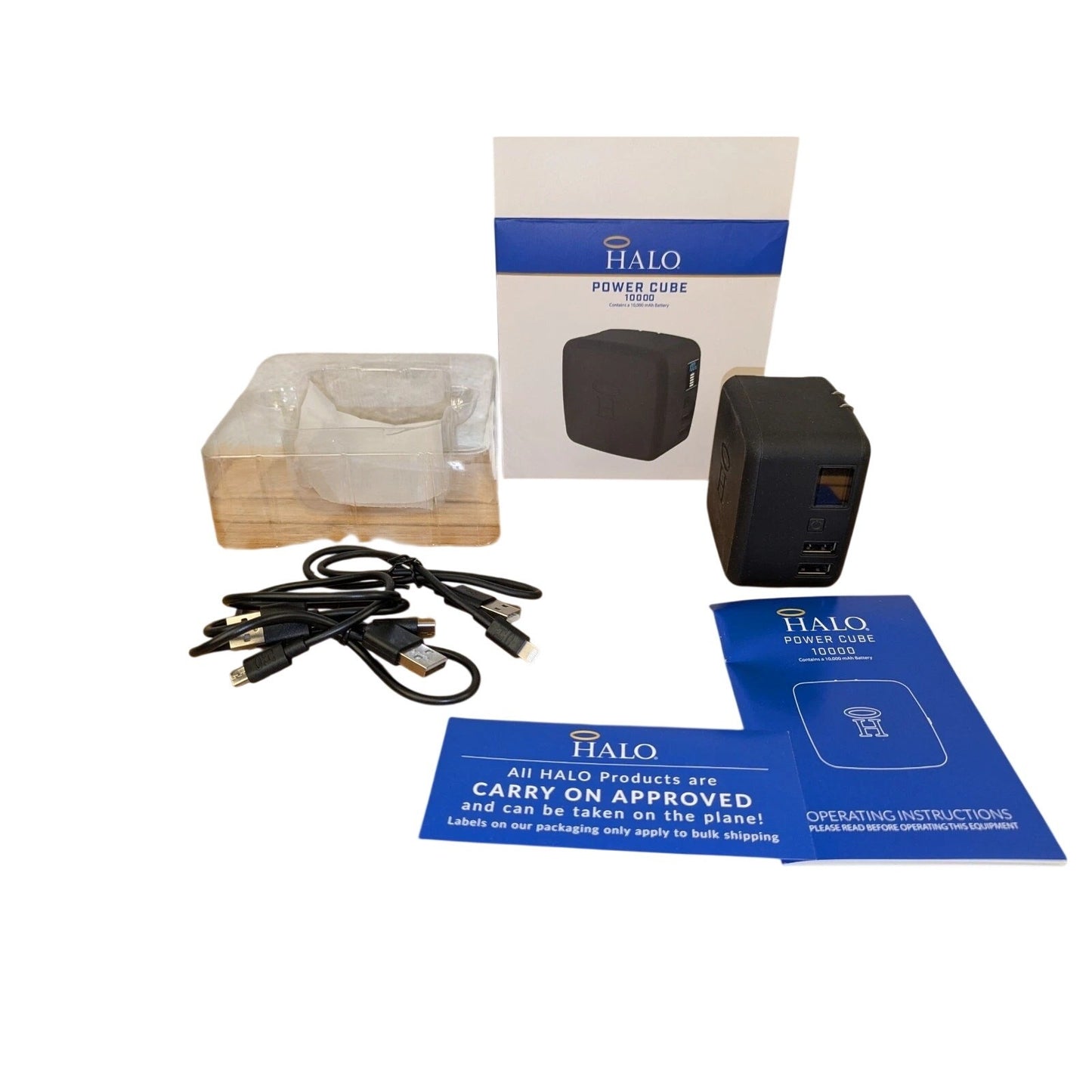 HALO Portable Phone Charger Power Cube 10000mAh, Dual USB, 