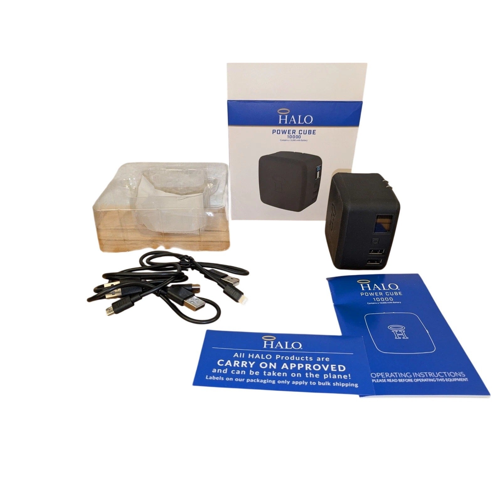 HALO Portable Phone Charger Power Cube 10000mAh, Dual USB, 