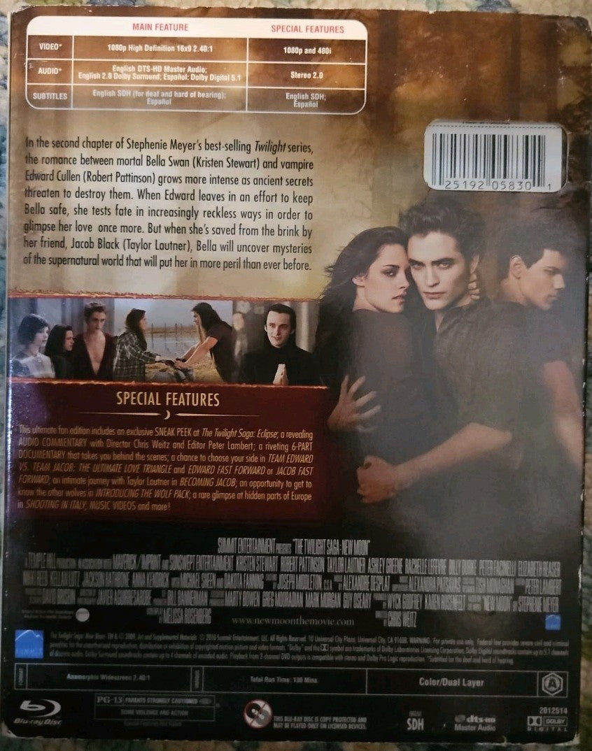 Twlight: New Moon Ultimate Fan Edition (Bluray) New. No Digital Download