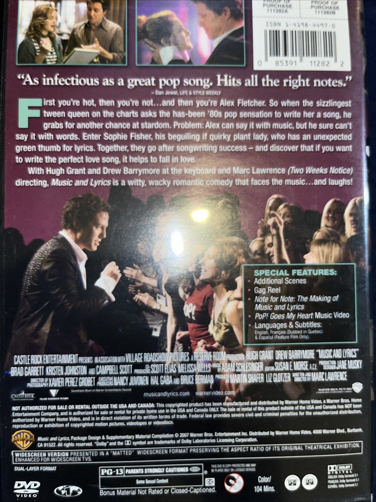 Music and Lyrics (DVD, 2007) Sealed