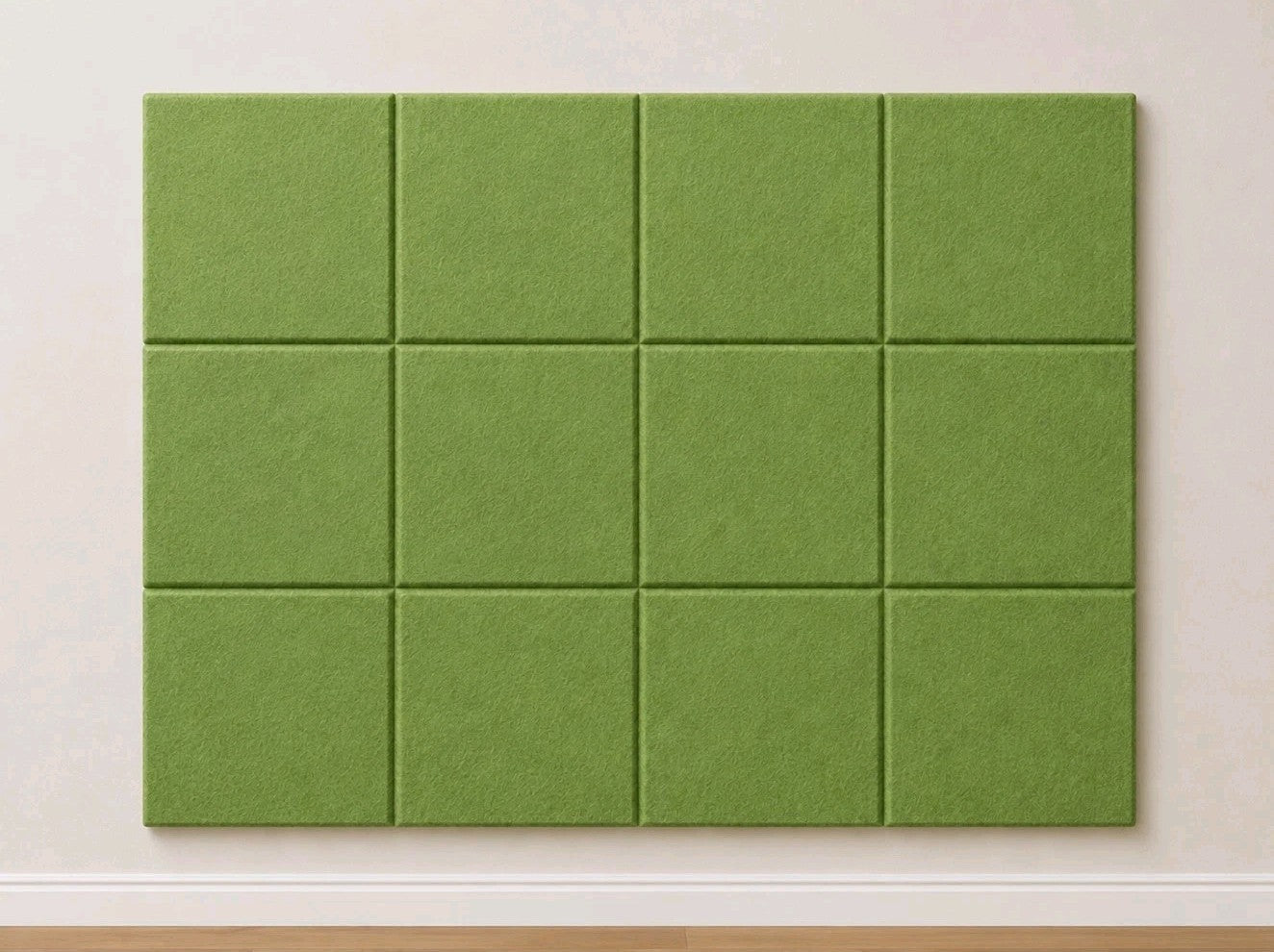 Fluxynara 12 Felt Wall Tiles with Adhesive Tabs Green Color 9.5" x 3/8"