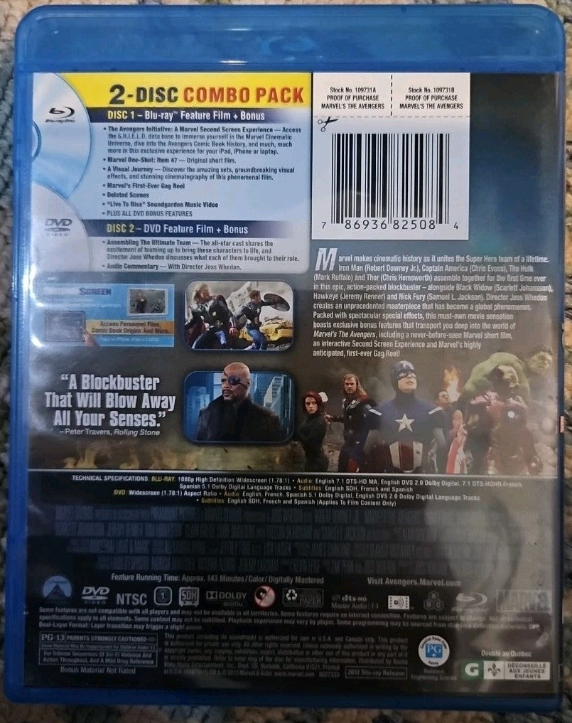 The Avengers (Blu-ray, 2012) New. No Digital Download