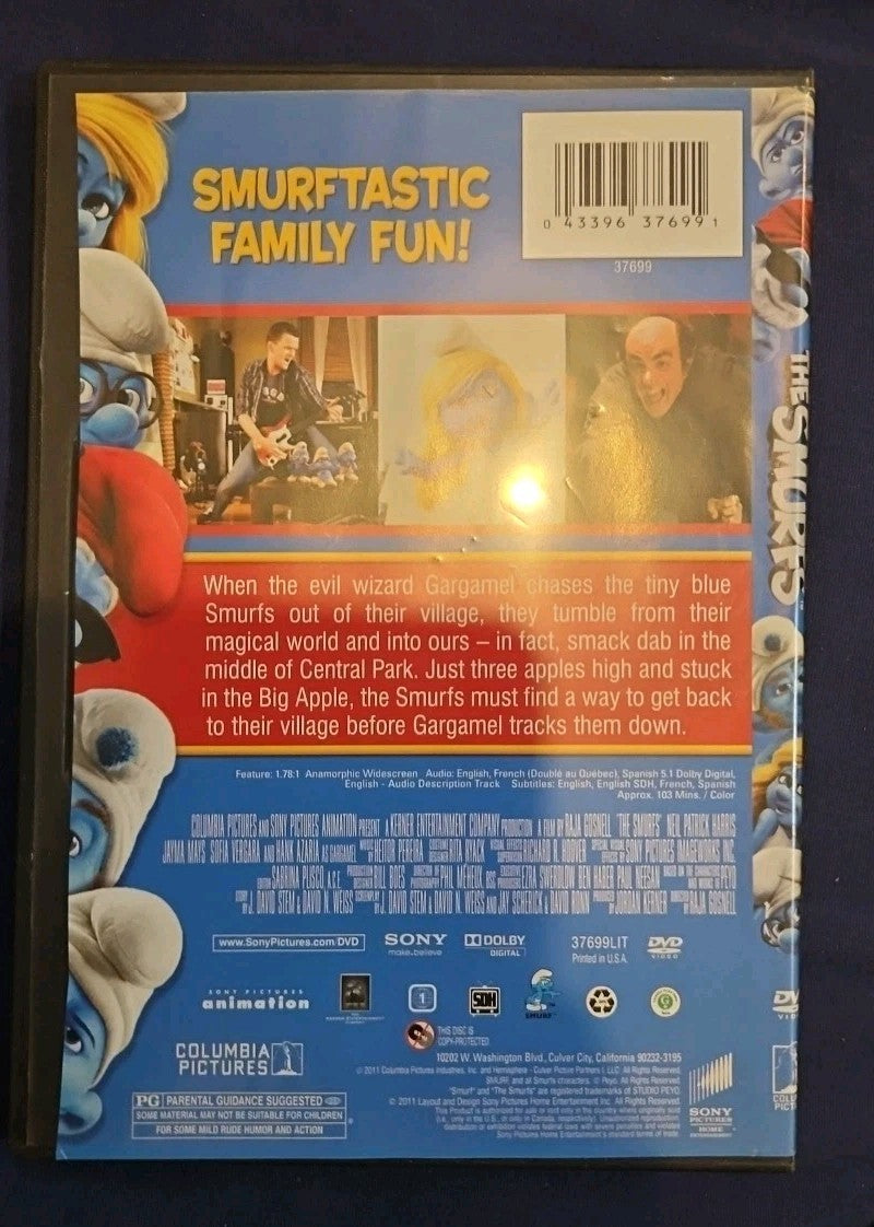The Smurfs (DVD, 2011) Slimcase. Artwork Cropped. Tested