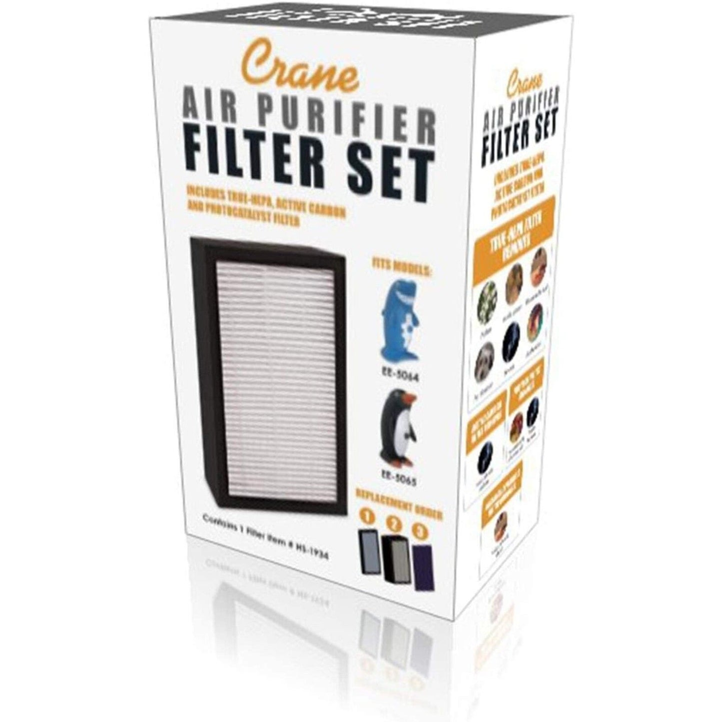 Crane HS-1934 Air Purifier HEPA Filter, Shark & Penguin [Brand New]