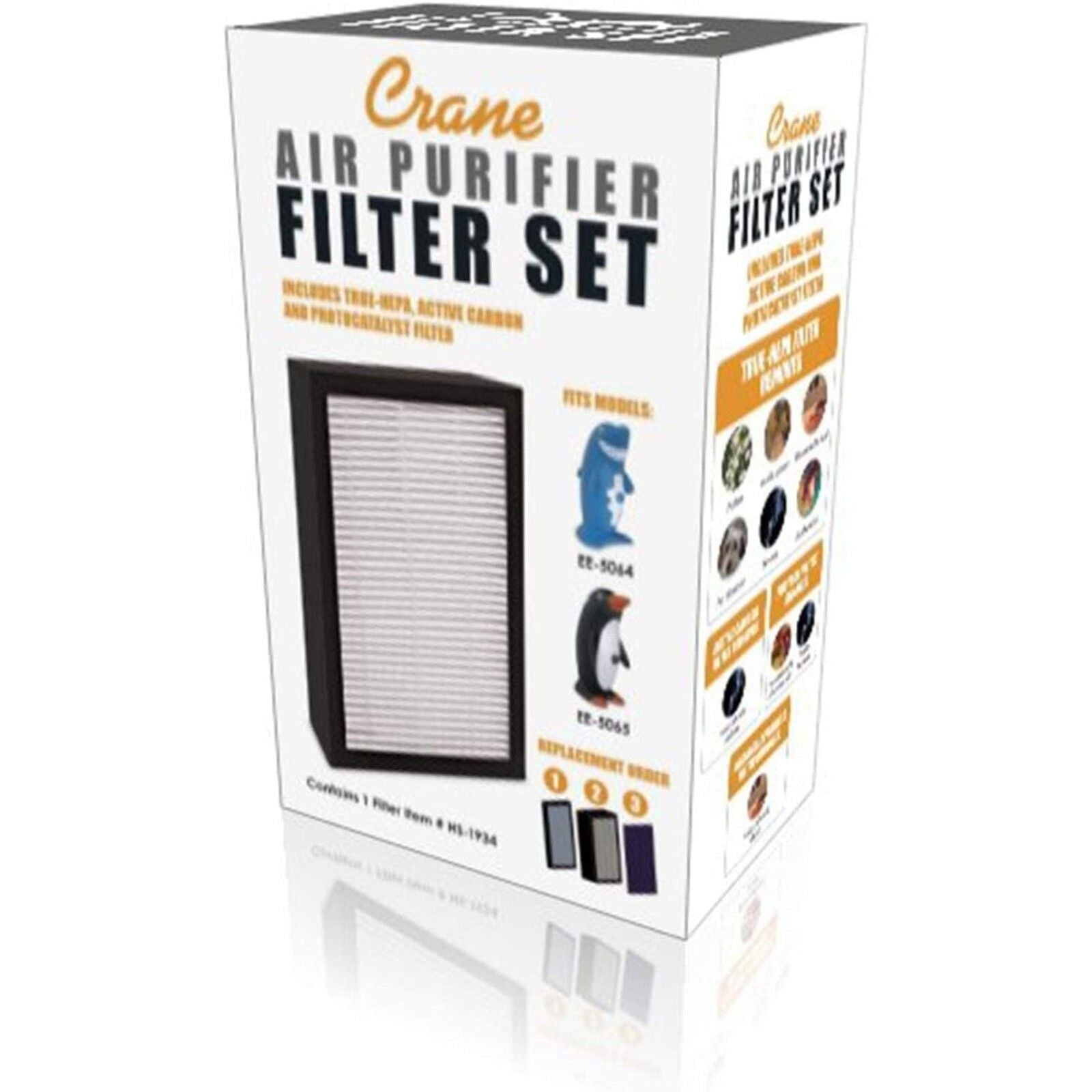 Crane HS-1934 Air Purifier HEPA Filter, Shark & Penguin [Brand New]