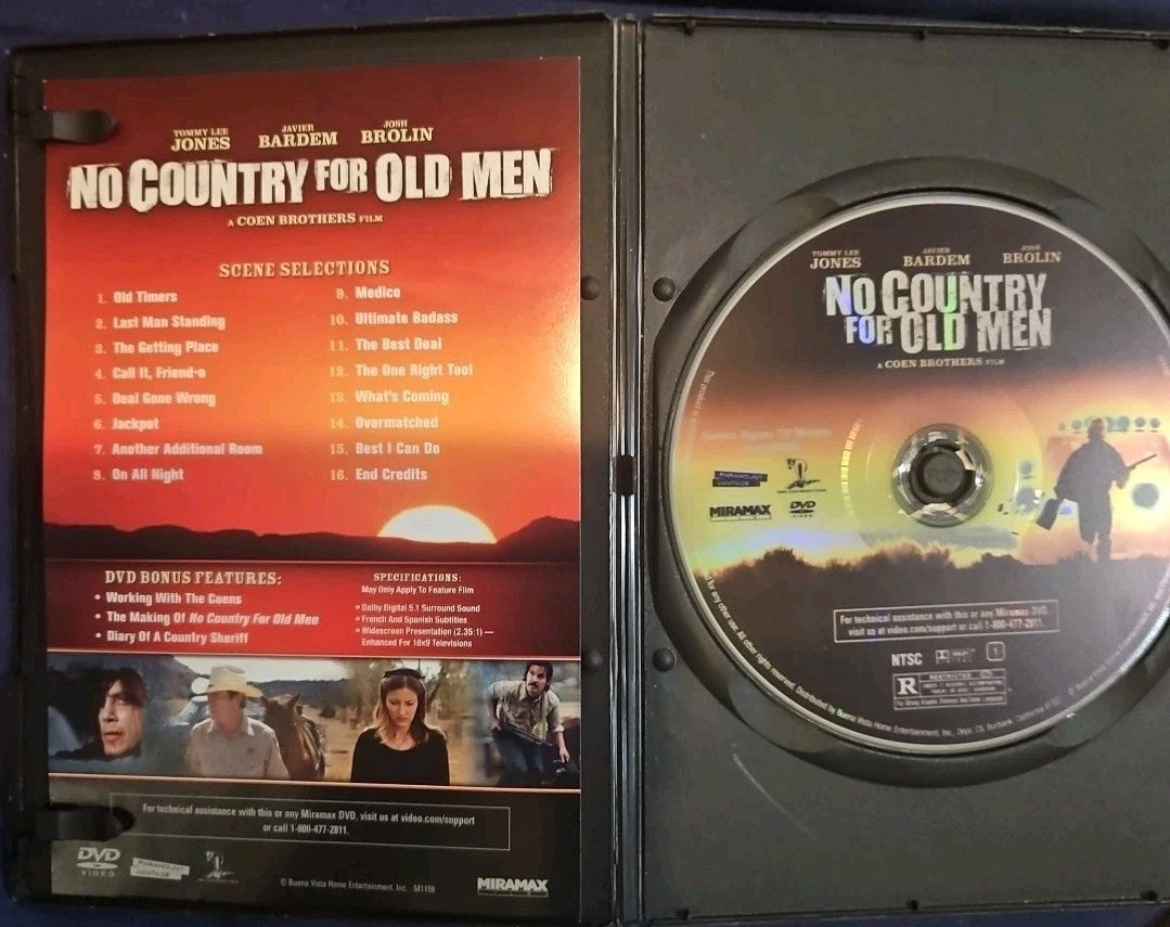 No Country for Old Men (DVD, 2007) Slimcade. Artwork Cropped. Tested