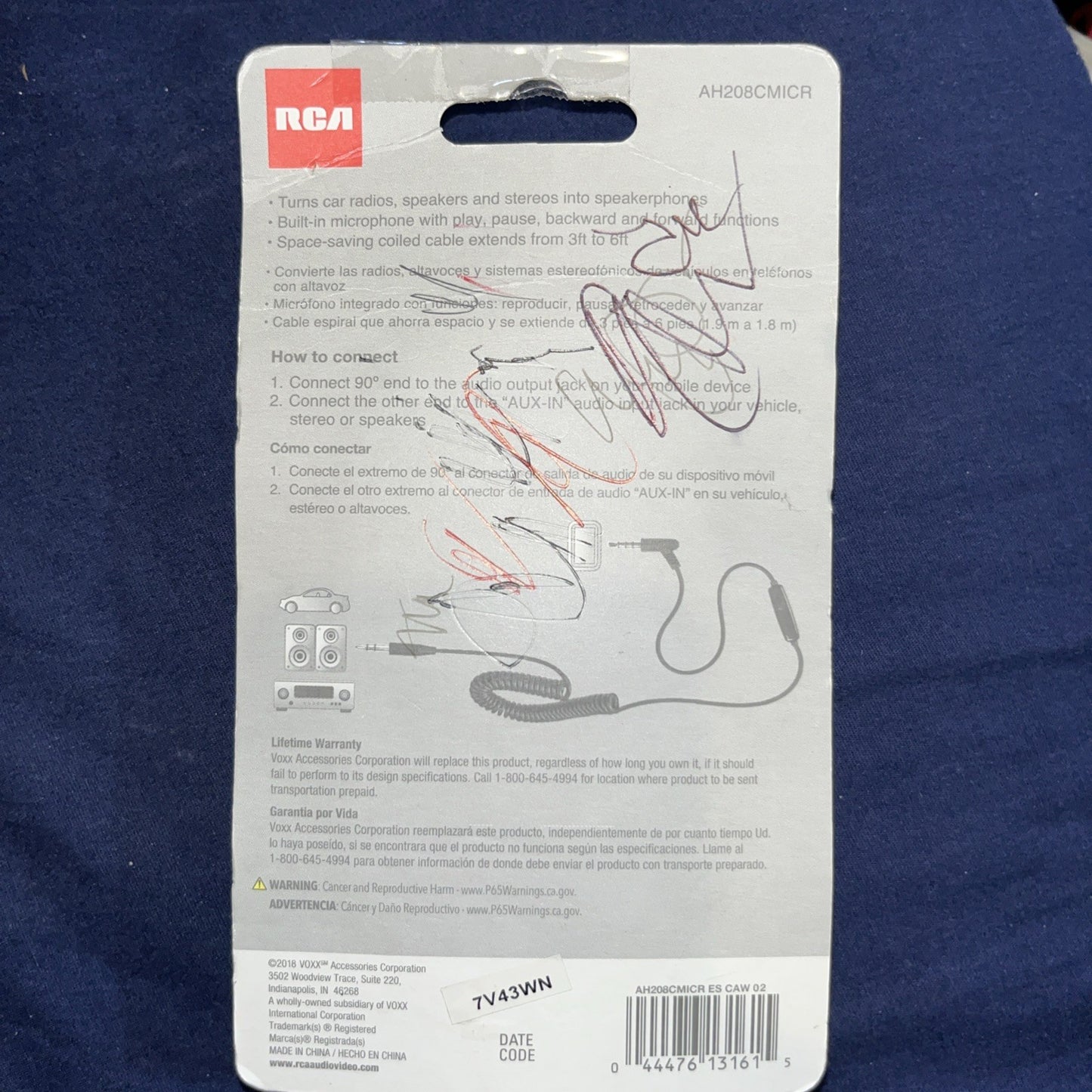 NEW RCA Audio 3.5 mm MP3,MP4 Coiled Cable 6 ft/1.8 m W/Built In Mic AH208CMICR