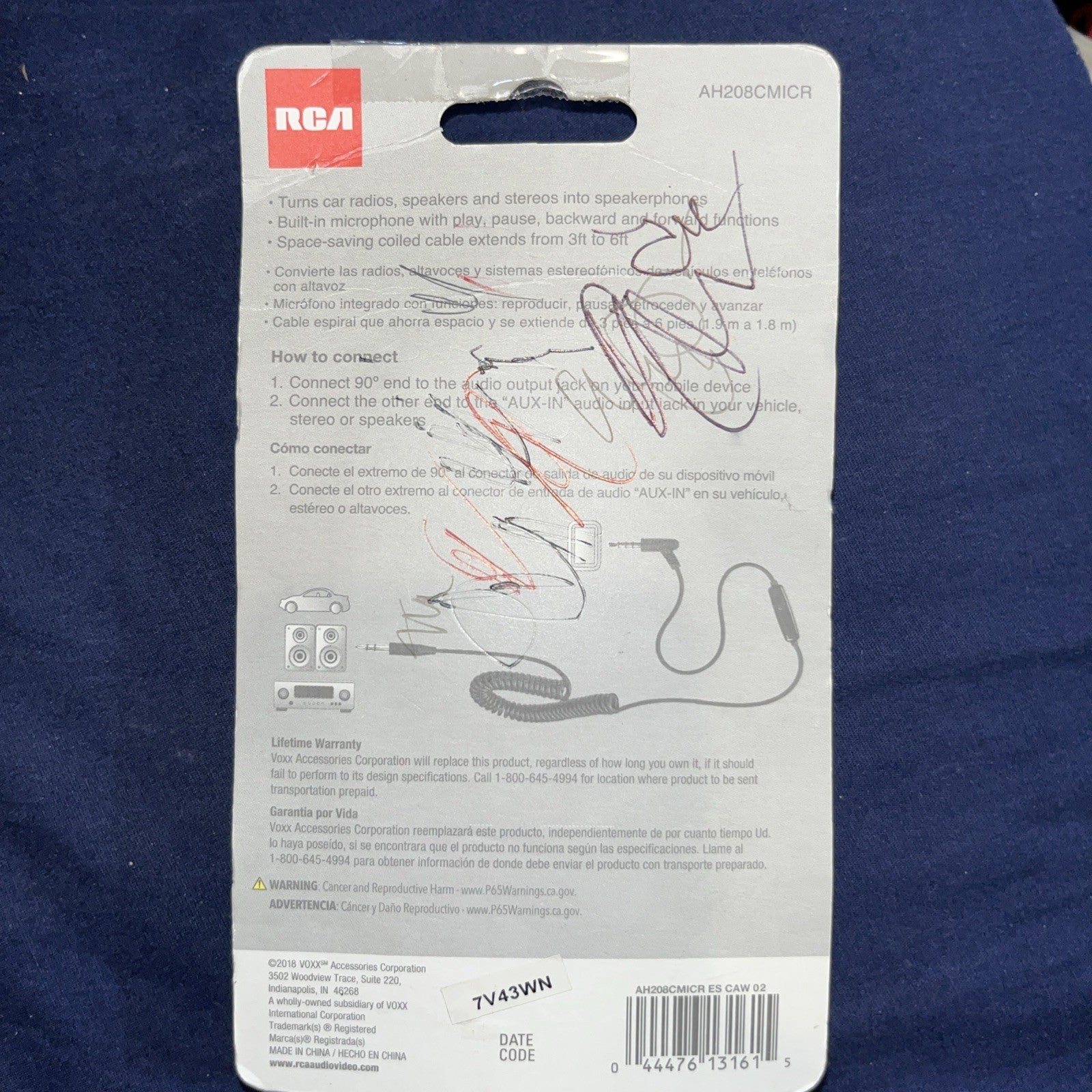 NEW RCA Audio 3.5 mm MP3,MP4 Coiled Cable 6 ft/1.8 m W/Built In Mic AH208CMICR